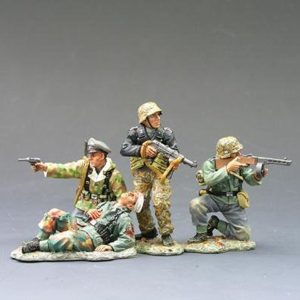 Ufficiale SS che sorregge un ferito, soldato SS e carrista SS no box