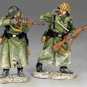 Volksgrenadier che chiama un camerata pronto al fuoco