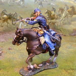 Nordista a cavallo che spara