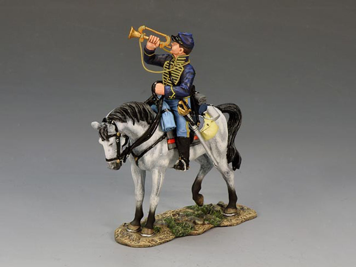 Nordista a cavallo che suona la tromba