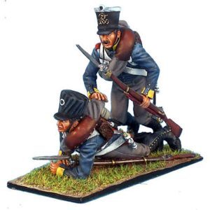 Scena di due Moschettieri Prussiani che cadono in avanti - Waterloo 1815