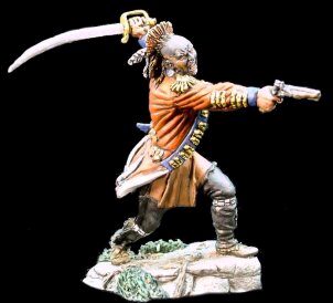 Indiano con giubba e sciabola del nemico