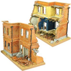 Edificio di mattoni distrutto
