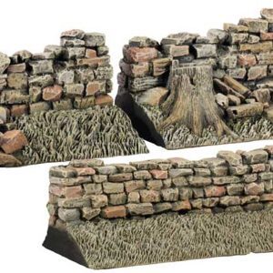 Sunken Road Straight Stonewall Section and Left and Right End Caps