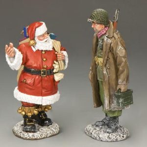 Un felice e sorridente Babbo Natale sta per rallegrare questo freddo e solitario GI