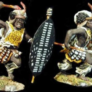 Guerrieri zulu che caricano con la lancia