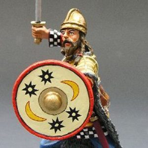 Barbaro con spada e scudo che carica