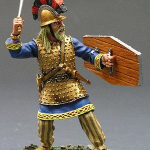 Barbaro con spada e scudo che attacca