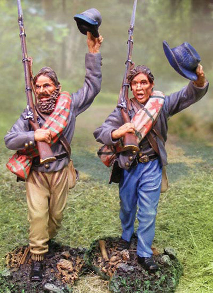Soldati confederati in marcia che agitano il cappello. Set 2