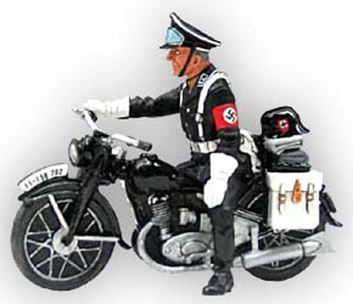 Motociclista SS di scorta in attesa