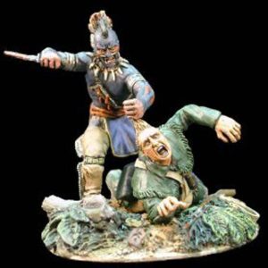 Indiano che toglie scalpo a ranger (scenetta)