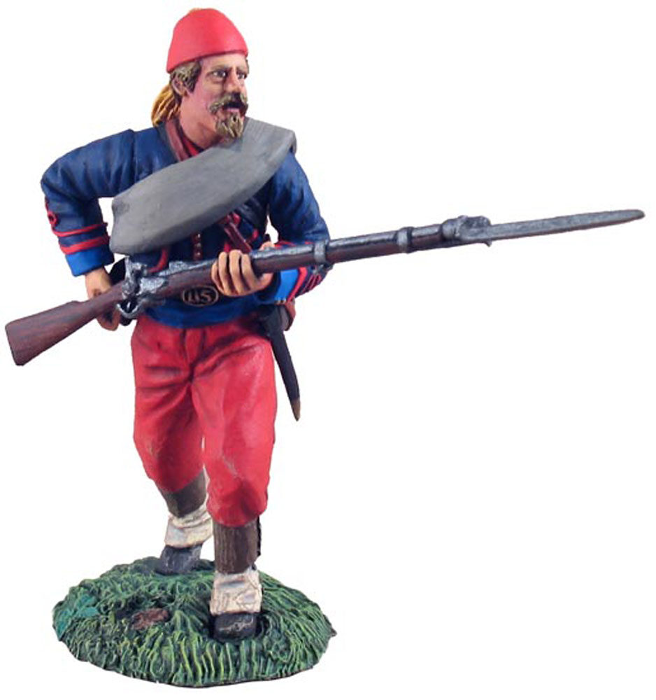 Fante zuavo del 114th Fanteria Pennsylvania in piedi che prende una cartuccia #1