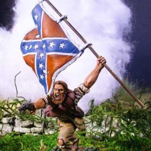 Portabandiera che attacca con pistola