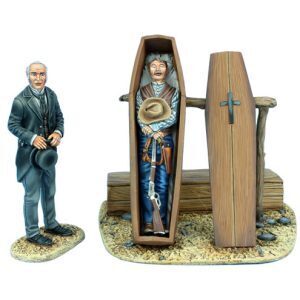 Undertaker and Gunfighter in Casket