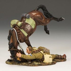 Soldato di cavalleria australiano caduto da cavallo
