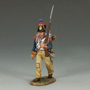 Fuciliere della linea di fanteria francese in marcia (con fucile sulla spalla sinistra)
