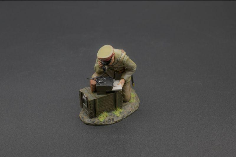 Japanese officer on field telephone taking notes