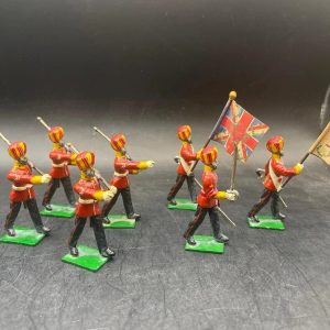 Indian Army 5 marching soldier + officer + 2 flags
