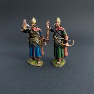Two Auxiliary Archers 1 with a recently killed rabbit and 1 with his hunting hawk